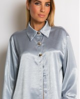 Πουκάμισο σατινέ με χρυσά κουμπιά γαλάζιο