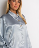 Πουκάμισο σατινέ με χρυσά κουμπιά γαλάζιο