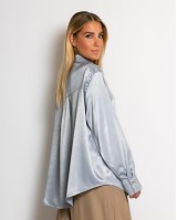 Πουκάμισο σατινέ με χρυσά κουμπιά γαλάζιο