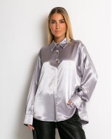 Πουκάμισο σατινέ με χρυσά κουμπιά λεβάντα