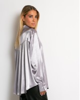 Πουκάμισο σατινέ με χρυσά κουμπιά λεβάντα