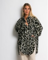 Πουκάμισο maxi με χρυσές λεπτομέρειες μαύρο