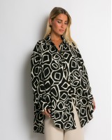 Πουκάμισο maxi με χρυσές λεπτομέρειες μαύρο