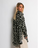 Πουκάμισο maxi με χρυσές λεπτομέρειες μαύρο