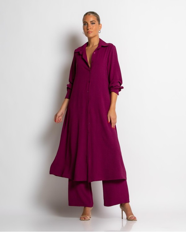 Σετ πουκαμίσα maxi και παντελόνα magenta