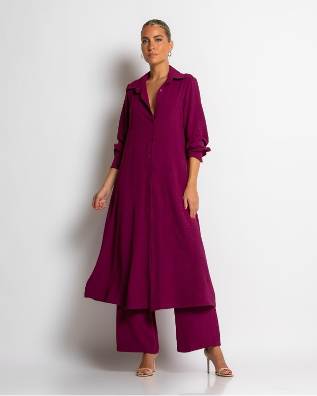 Σετ πουκαμίσα maxi και παντελόνα magenta