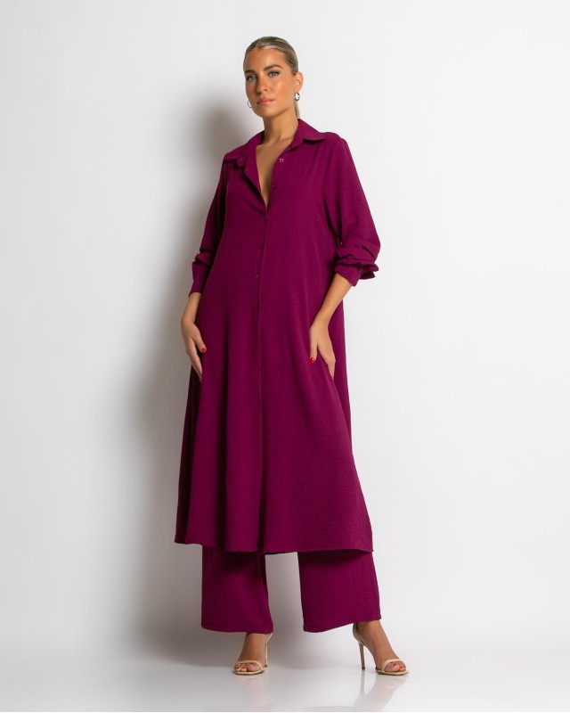 Σετ πουκαμίσα maxi και παντελόνα magenta