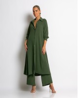 Σετ πουκαμίσα maxi και παντελόνα χακί