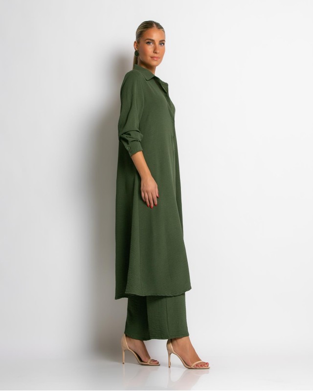 Σετ πουκαμίσα maxi και παντελόνα χακί