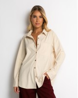 Πουκάμισο μακρυμάνικο κοτλέ μπεζ