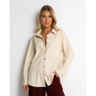 Πουκάμισο μακρυμάνικο κοτλέ μπεζ