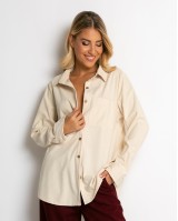 Πουκάμισο μακρυμάνικο κοτλέ μπεζ