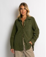 Πουκάμισο μακρυμάνικο κοτλέ χακί