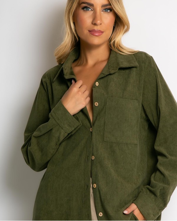 Πουκάμισο μακρυμάνικο κοτλέ μπεζ