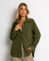 Πουκάμισο μακρυμάνικο κοτλέ χακί