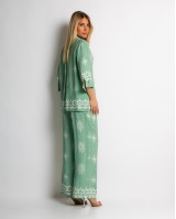 Σετ πουκάμισο και παντελόνι με ethnic print μέντα Σετ πουκάμισο και παντελόνι με ethnic print μέντα