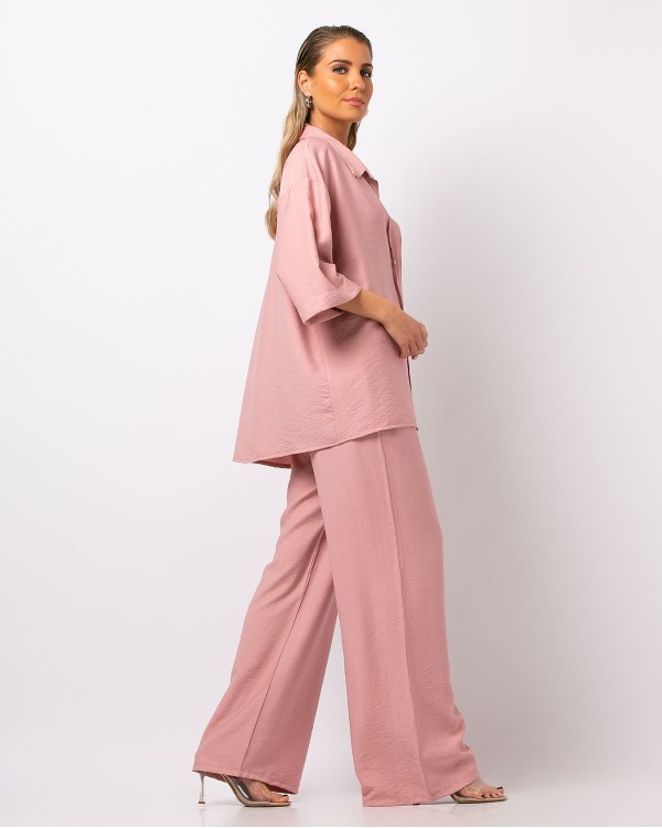 Σετ πουκαμίσα με κουμπιά και παντελόνα σάπιο μήλο