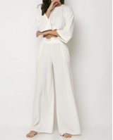 Σετ crop-top παντελόνα εκρού