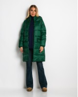 Μπουφάν μακρύ με κουκούλα & μπροστινές τσέπες πράσινο