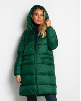 Μπουφάν μακρύ με κουκούλα & μπροστινές τσέπες πράσινο