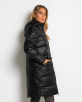 Μπουφάν μακρύ με κουκούλα & μπροστινές τσέπες μαύρο