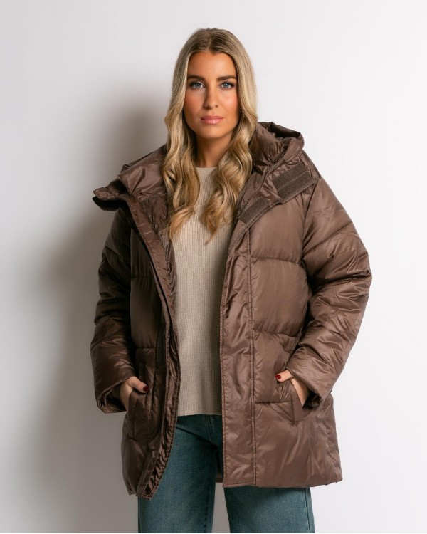 Μπουφάν demi με ενσωματωμένη κουκούλα λευκό