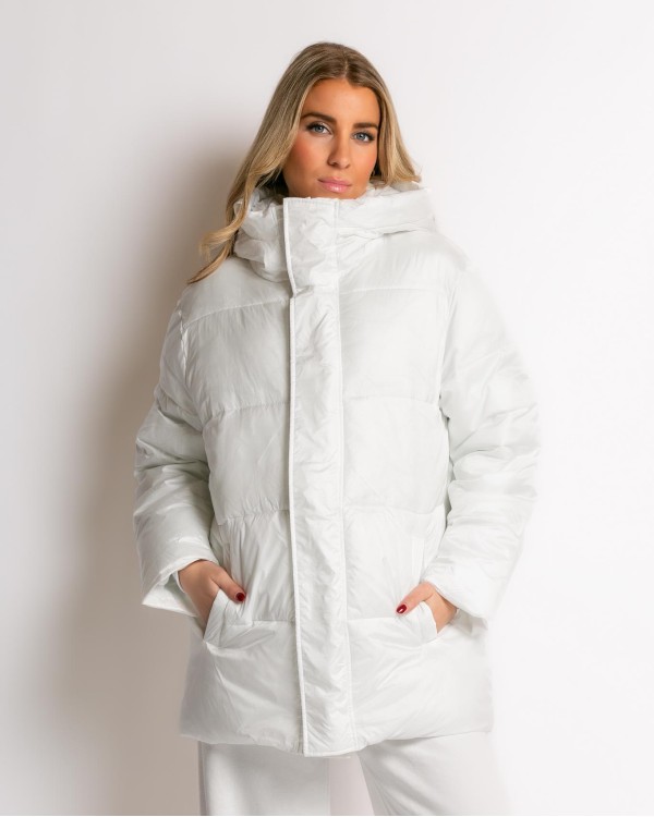 Μπουφάν demi με ενσωματωμένη κουκούλα λευκό