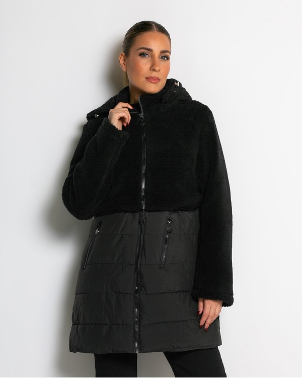 Μπουφάν πολυμορφικό με φερμουάρ και αποσπώμενο κάτω μέρος μαύρο