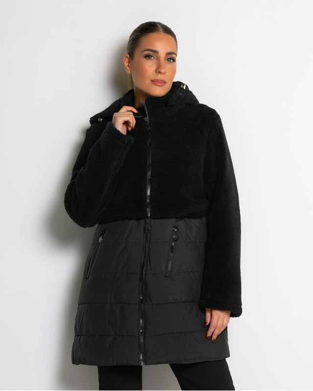 Μπουφάν πολυμορφικό με φερμουάρ και αποσπώμενο κάτω μέρος μαύρο