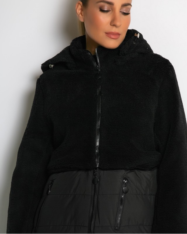 Μπουφάν πολυμορφικό με φερμουάρ και αποσπώμενο κάτω μέρος μαύρο