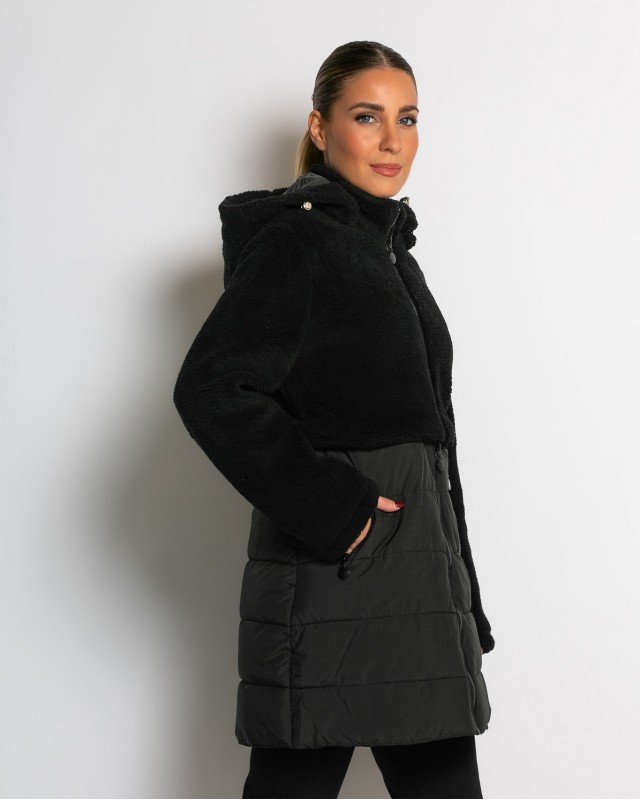 Μπουφάν πολυμορφικό με φερμουάρ και αποσπώμενο κάτω μέρος μαύρο