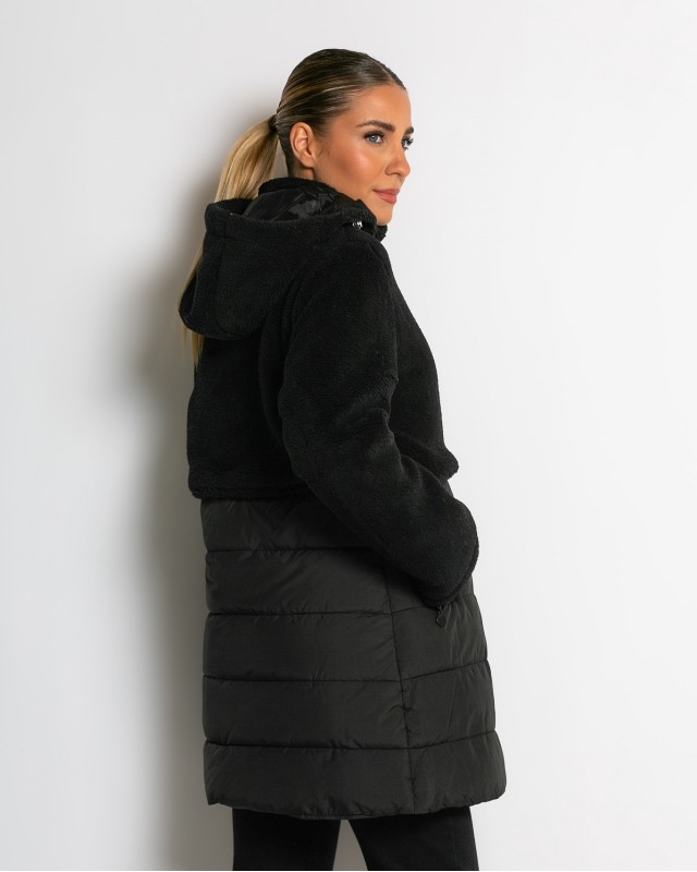 Μπουφάν πολυμορφικό με φερμουάρ και αποσπώμενο κάτω μέρος μαύρο