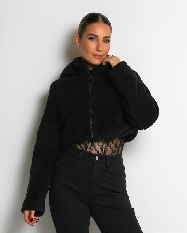 Μπουφάν πολυμορφικό με φερμουάρ και αποσπώμενο κάτω μέρος μαύρο