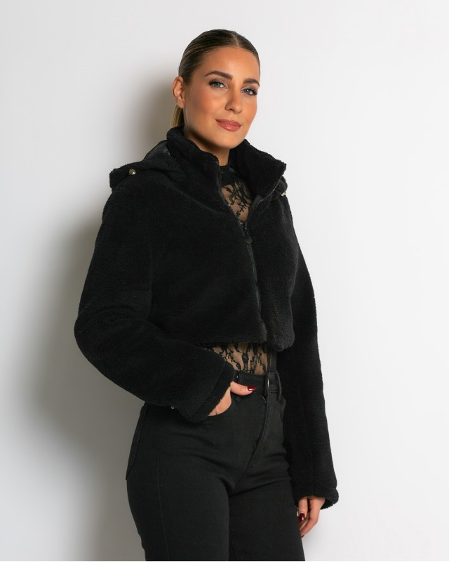 Μπουφάν πολυμορφικό με φερμουάρ και αποσπώμενο κάτω μέρος μαύρο