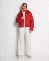 Μπουφάν puffer με κουκούλα & καπιτονέ σχέδιο κοραλί