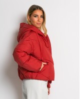 Μπουφάν puffer με κουκούλα & καπιτονέ σχέδιο κοραλί