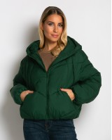 Μπουφάν puffer με κουκούλα & καπιτονέ σχέδιο κυπαρισσί