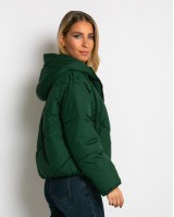 Μπουφάν puffer με κουκούλα & καπιτονέ σχέδιο κυπαρισσί