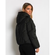 Μπουφάν puffer με κουκούλα & καπιτονέ σχέδιο μαύρο