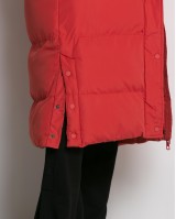 Μπουφάν μακρύ με αποσπώμενη κουκούλα κοραλί