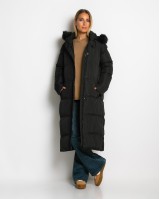 Μπουφάν μακρύ με αποσπώμενη κουκούλα μαύρο