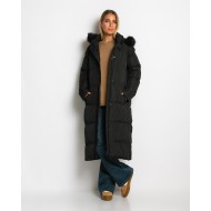 Μπουφάν μακρύ με αποσπώμενη κουκούλα μαύρο