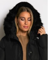 Μπουφάν μακρύ με αποσπώμενη κουκούλα μαύρο