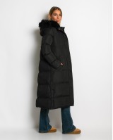 Μπουφάν μακρύ με αποσπώμενη κουκούλα μαύρο