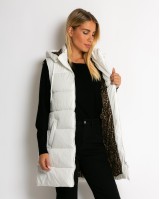 Μπουφάν αμάνικο με leopard μακρύ  λευκό