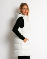 Μπουφάν αμάνικο με leopard μακρύ  λευκό