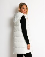 Μπουφάν αμάνικο με leopard μακρύ  λευκό