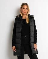 Μπουφάν αμάνικο με leopard μακρύ μαύρο