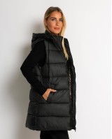 Μπουφάν αμάνικο με leopard μακρύ μαύρο