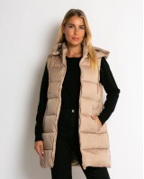 Μπουφάν αμάνικο με leopard μακρύ μπεζ